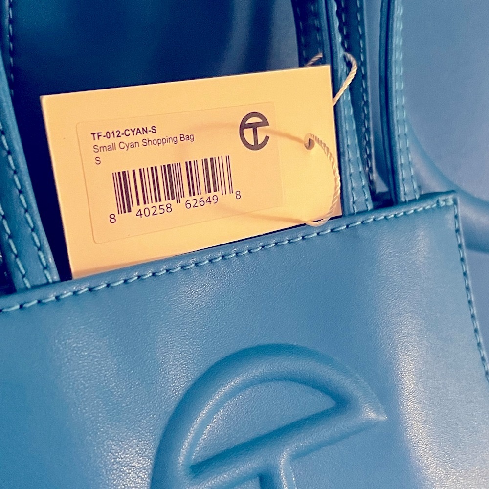 💙 SET NWT TELFAR Cyan blue SET of TWO - medium & small shopping bag totes 💙 - Picture 3 of 14